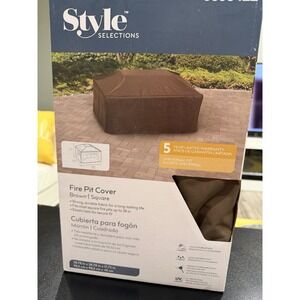 Style Selections Square Fire Pit Cover Brown 39" Heavy Duty Waterproof Outdoor